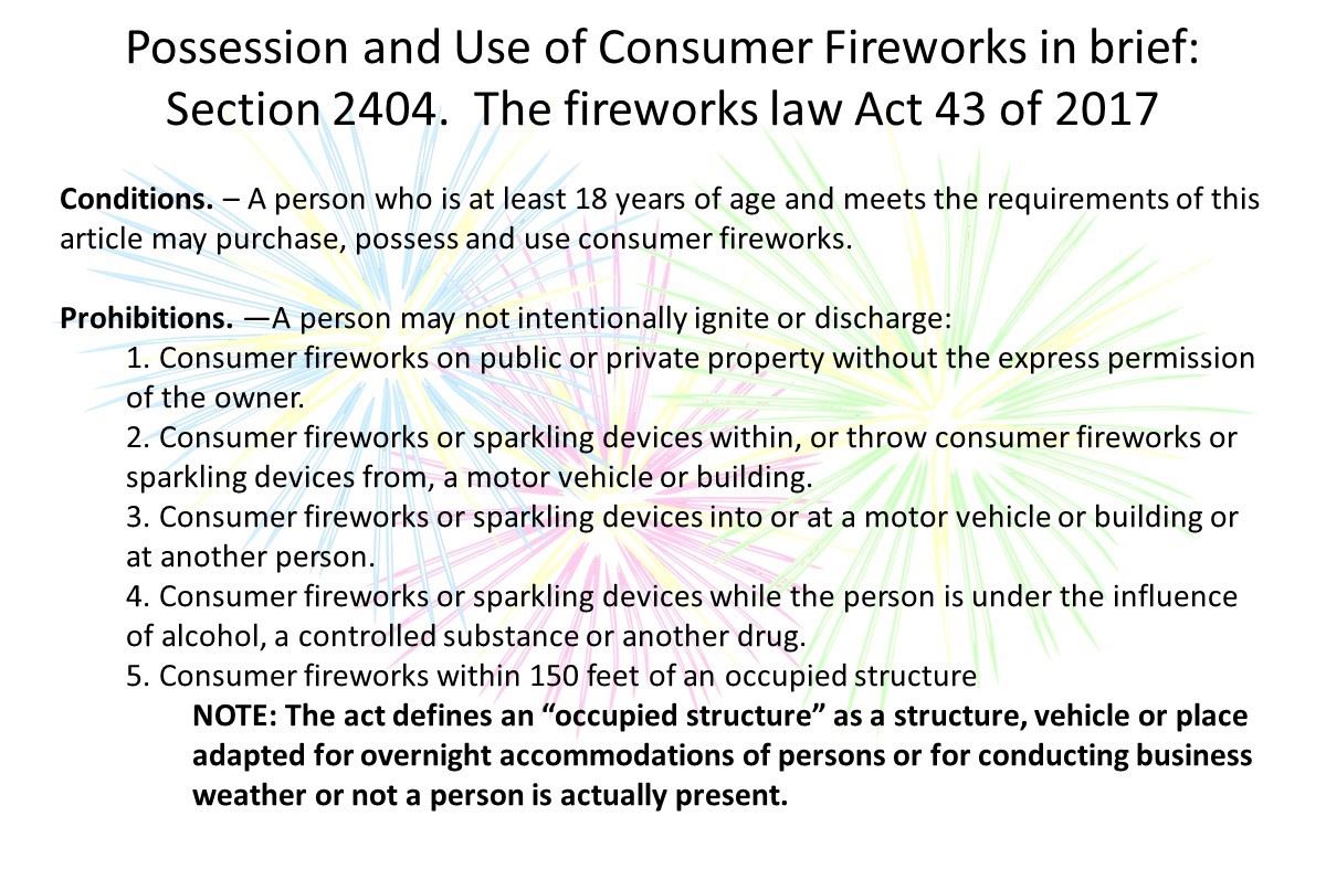 Act 43 2017 Fireworks